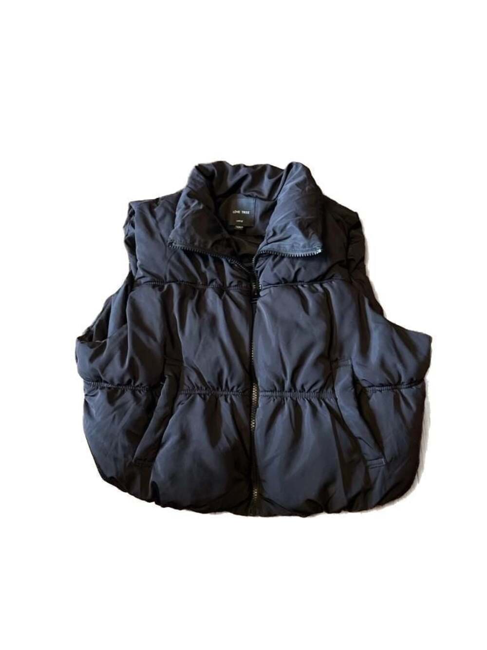 Women's Black Puffer Vest Size Large Full Zip Lightweight, Packable